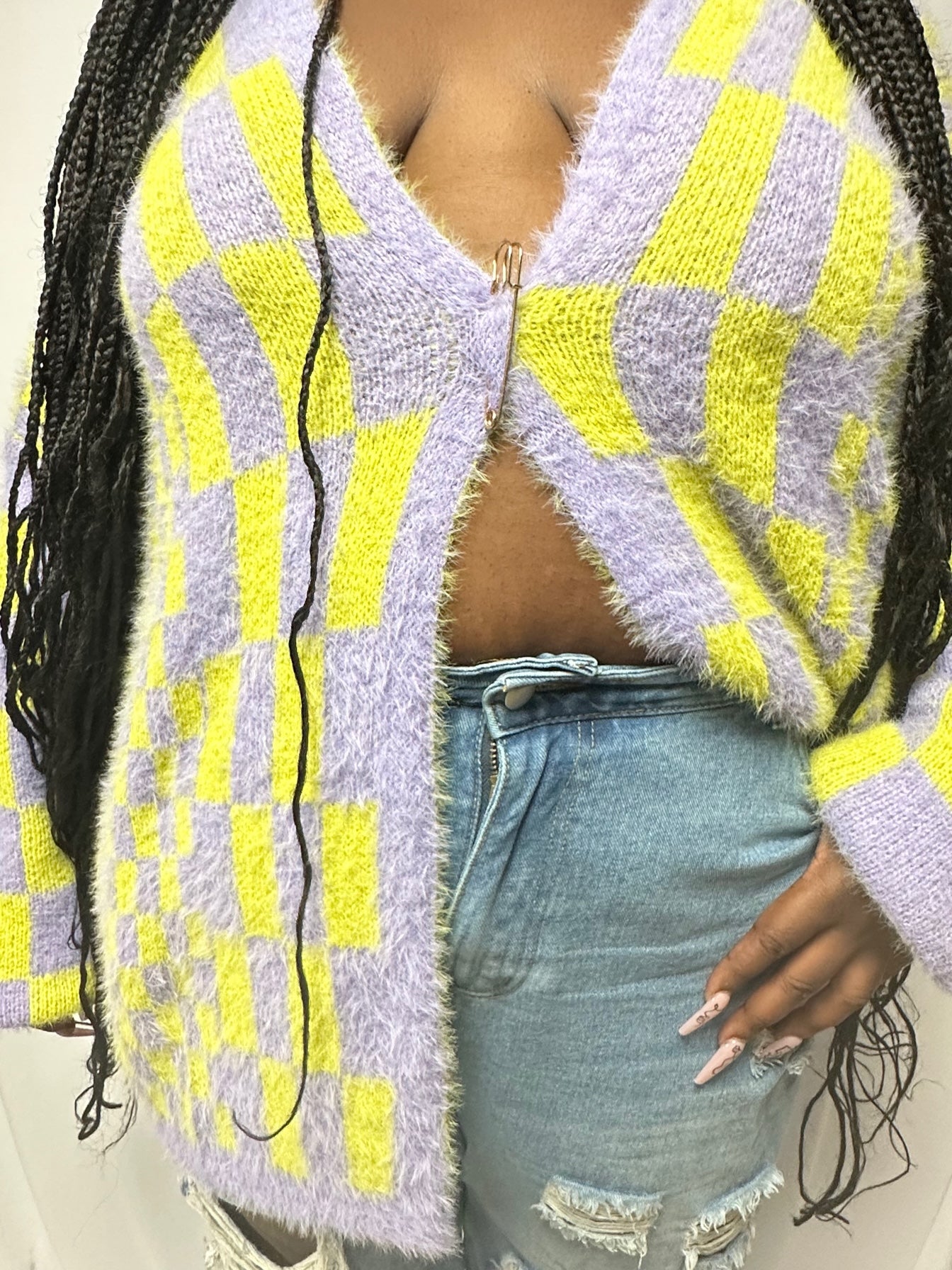 Camille | Oversized Checkered Cardigan