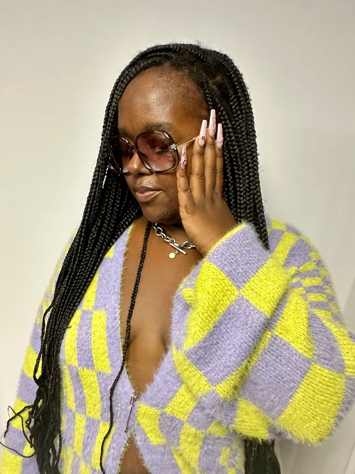 Camille | Oversized Checkered Cardigan