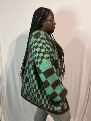 Camille | Oversized Checkered Cardigan