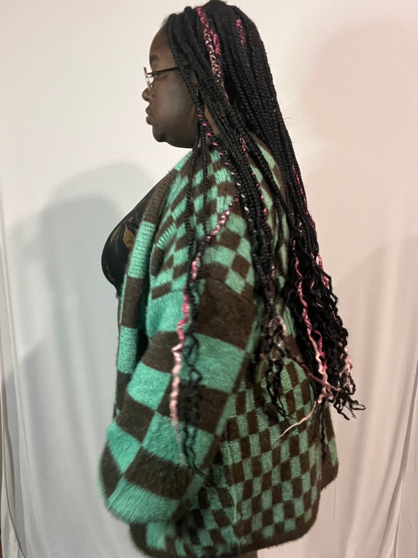 Camille | Oversized Checkered Cardigan