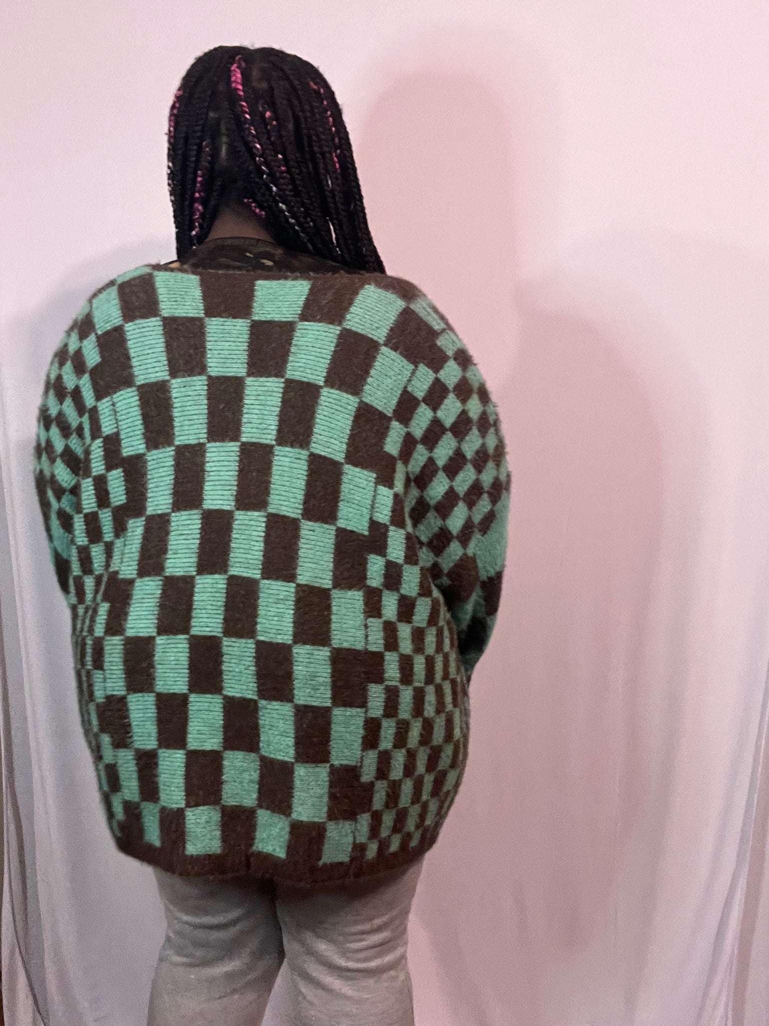 Camille | Oversized Checkered Cardigan