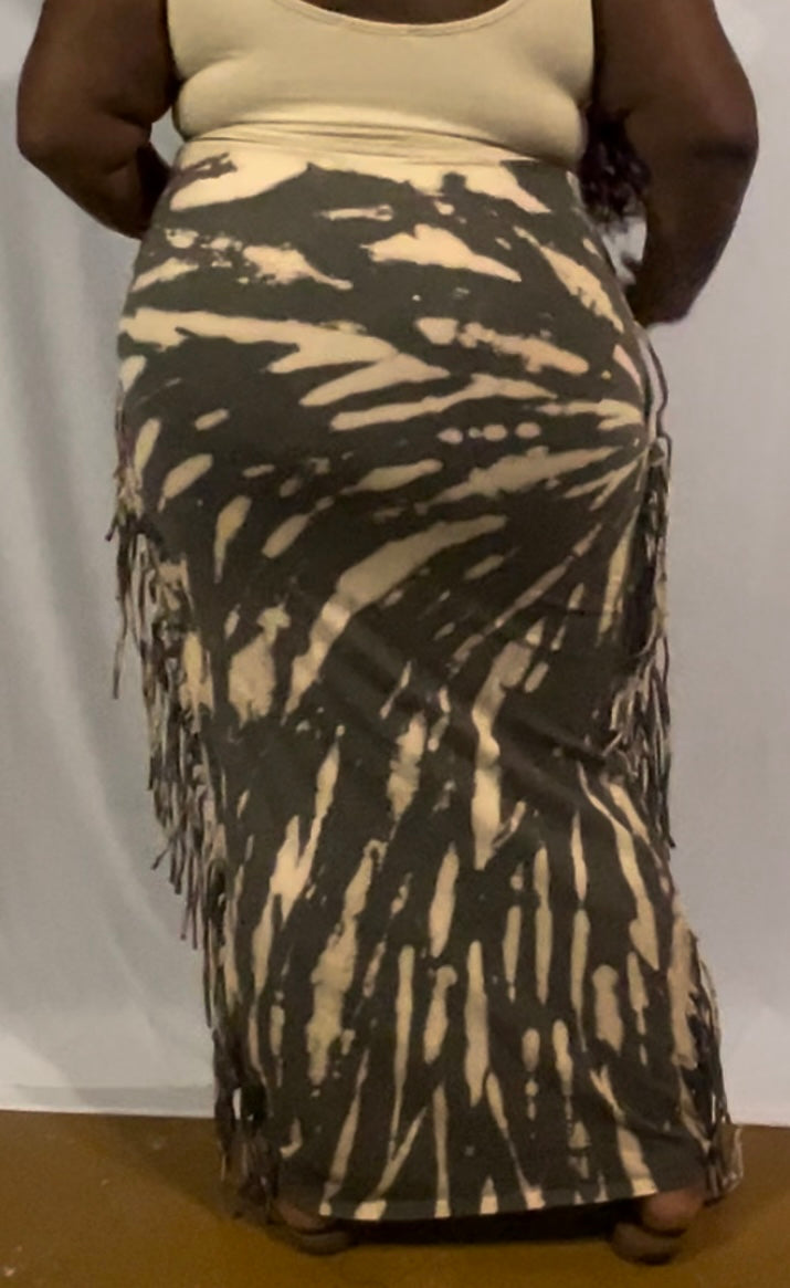 Patrice | Tie-Dye Fringe Maxi Skirt