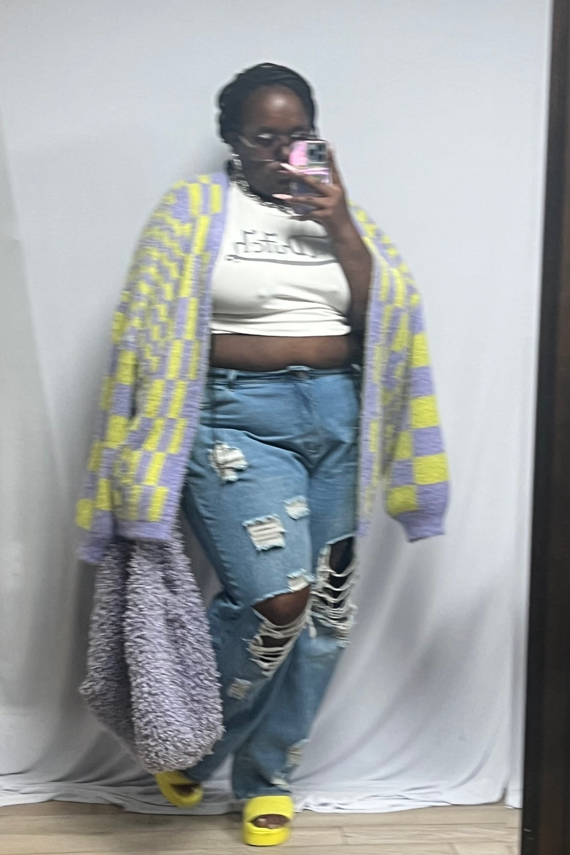 Camille | Oversized Checkered Cardigan